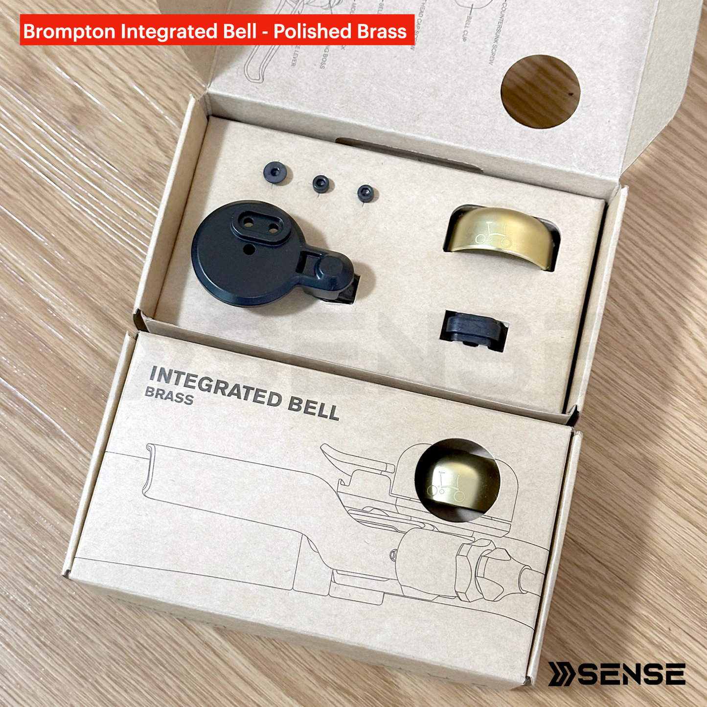 Brompton Integrated Bell Polished Brass / Black Aluminium