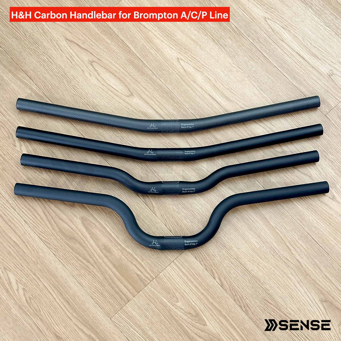 H&H Carbon Handlebar Flat S Straight Low Mid Riser Bar Handle for Brompton A/C/P Line