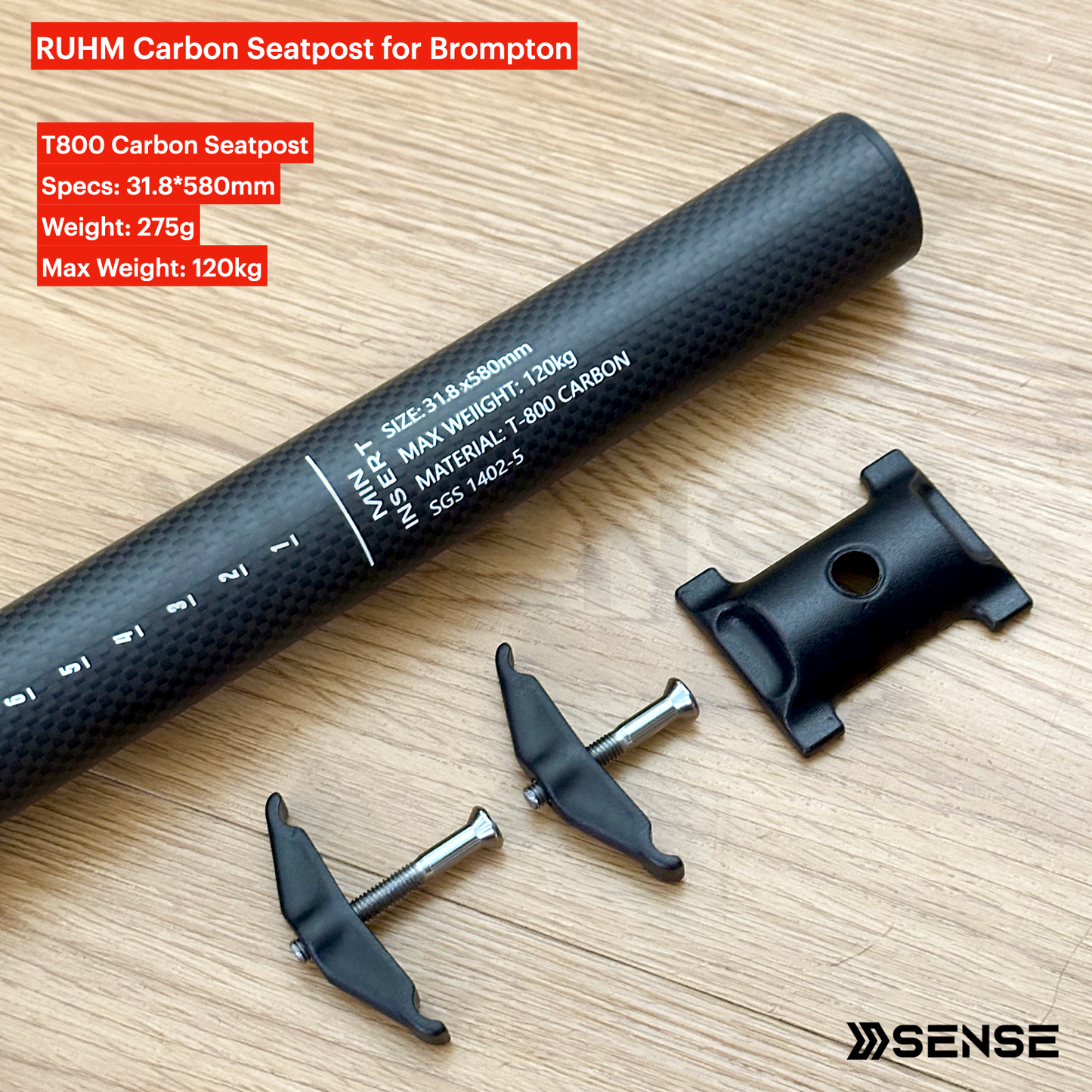 RUHM Carbon T800 Seatpost S Bar Handlebar Saddle Bundle