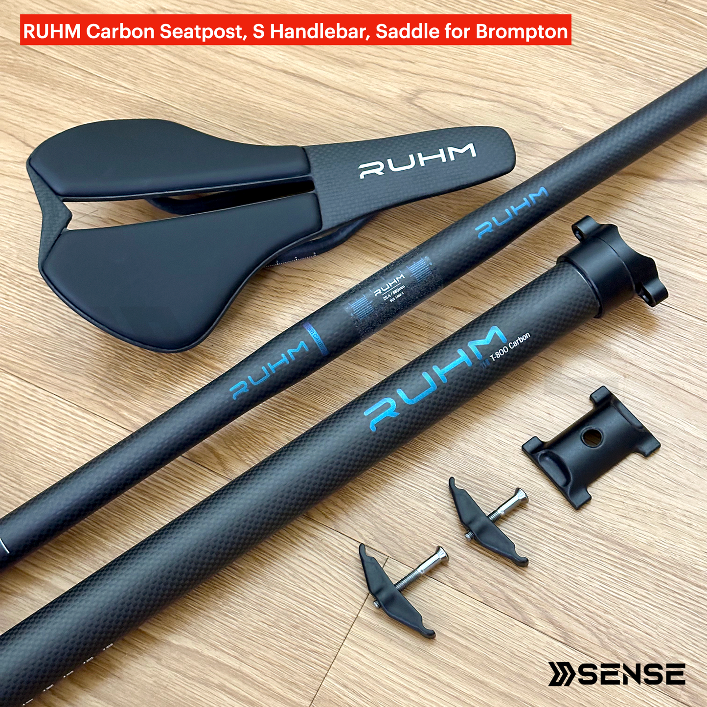 RUHM Carbon T800 Seatpost S Bar Handlebar Saddle Bundle