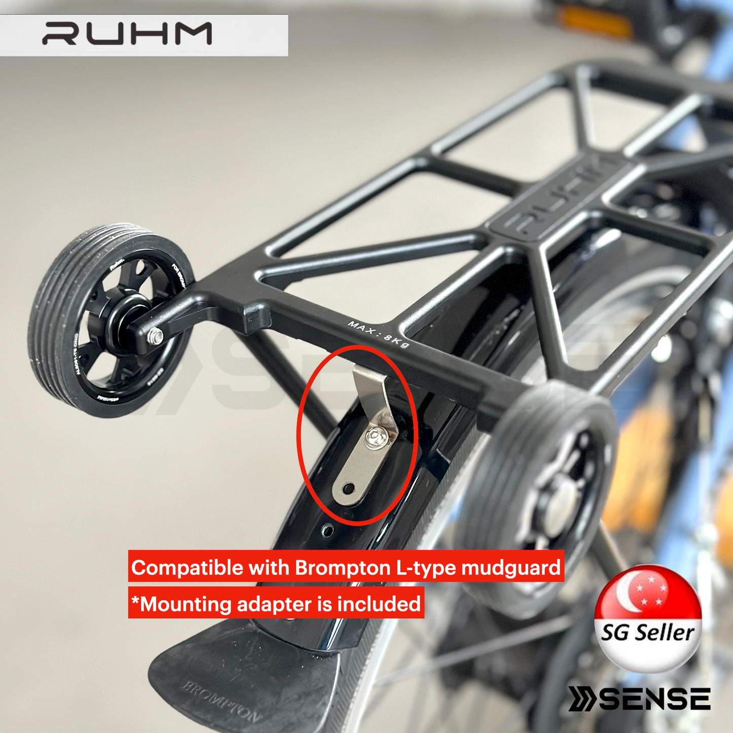 RUHM Rear Rack for Brompton A/C Line