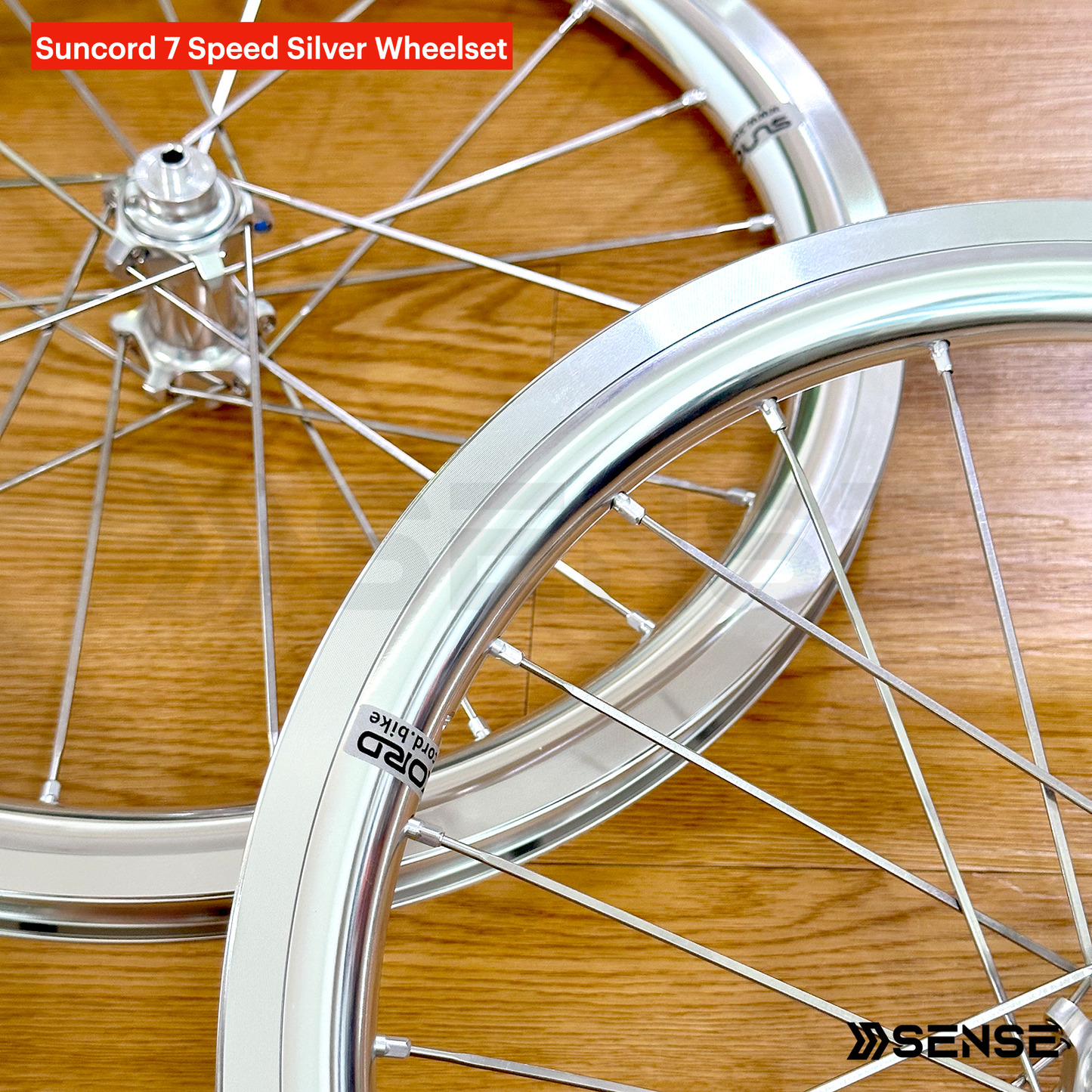 Suncord 7 Speed Polished Silver Aluminium Rims Wheelset