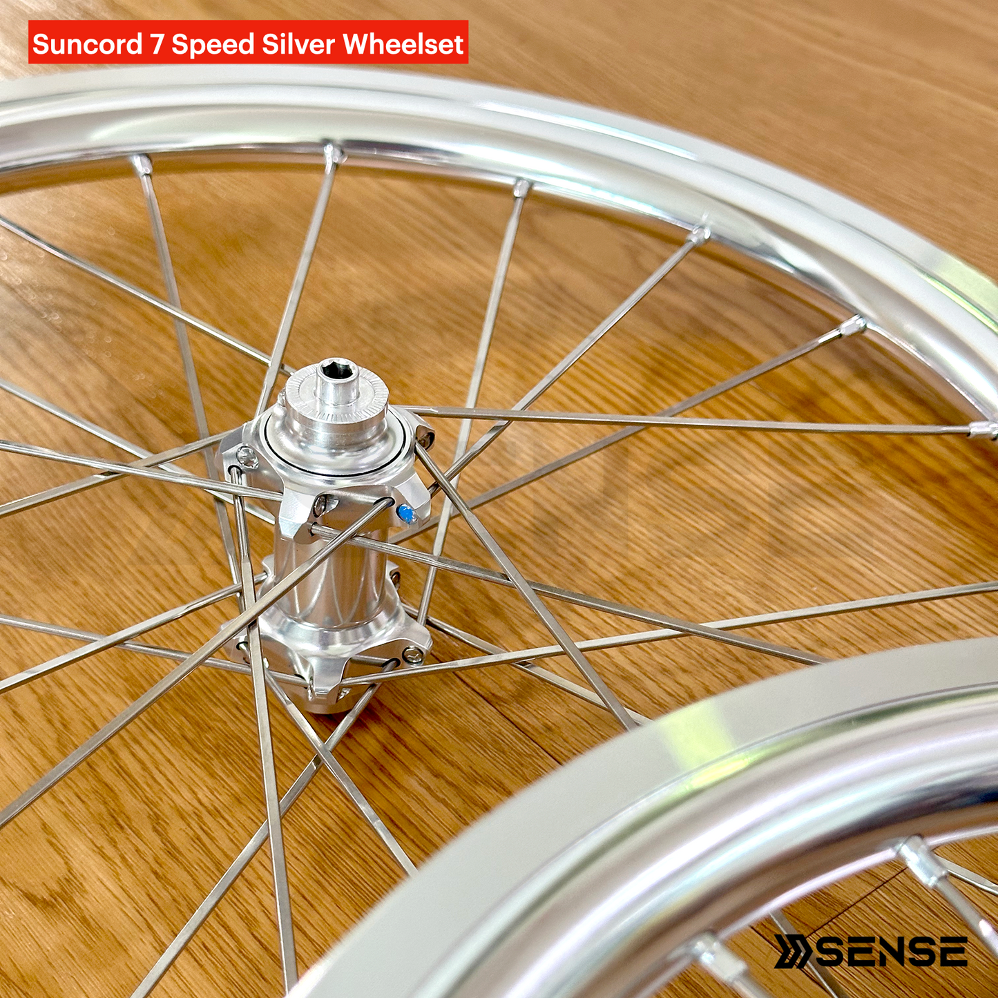 Suncord 7 Speed Polished Silver Aluminium Rims Wheelset