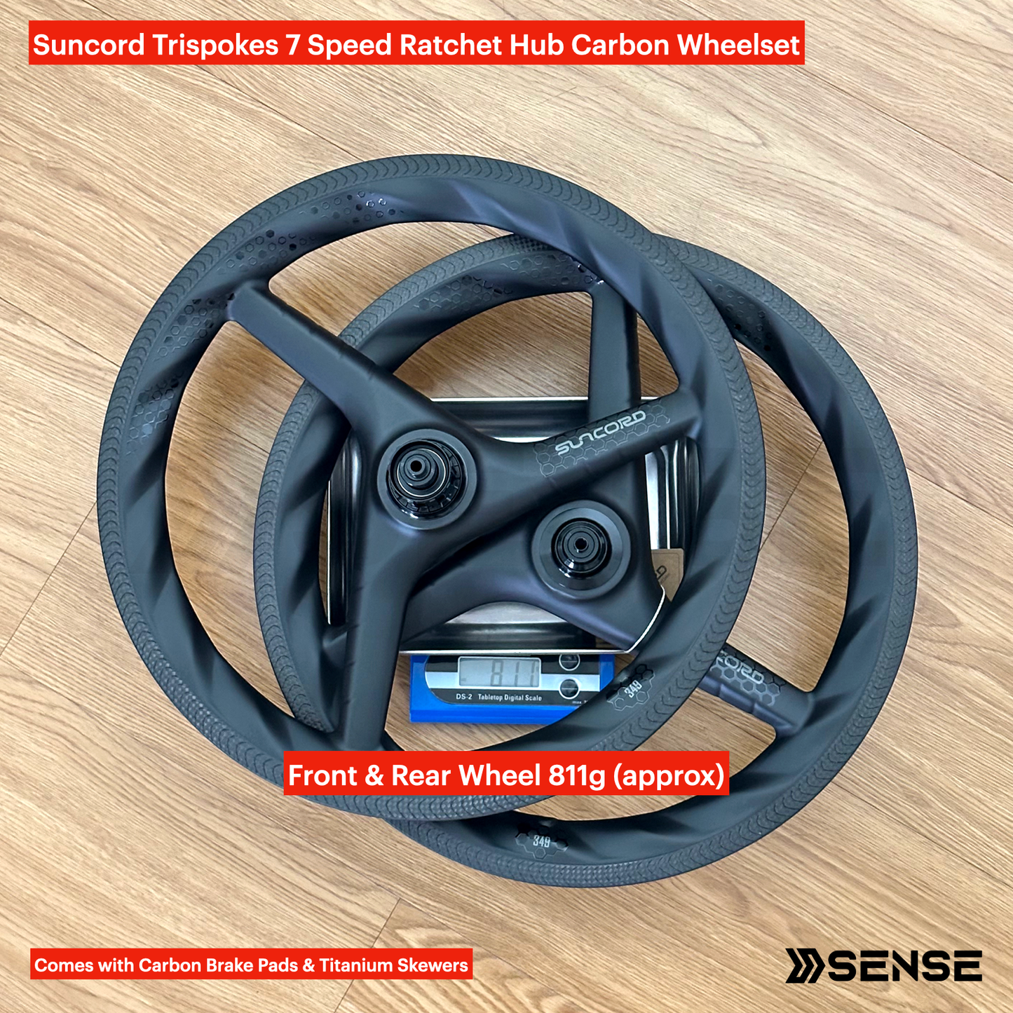 Suncord Trispokes 7 Speed Carbon Wheelset