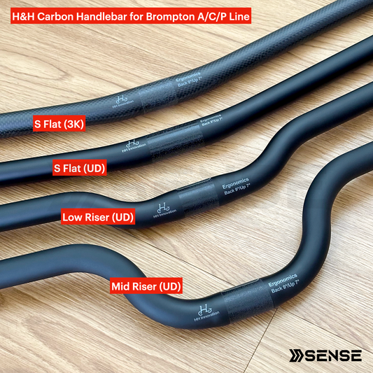 H&H Carbon Handlebar Flat S Straight Low Mid Riser Bar Handle for Brompton A/C/P Line