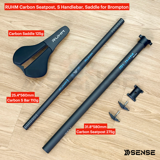 RUHM Carbon T800 Seatpost S Bar Handlebar Saddle Bundle