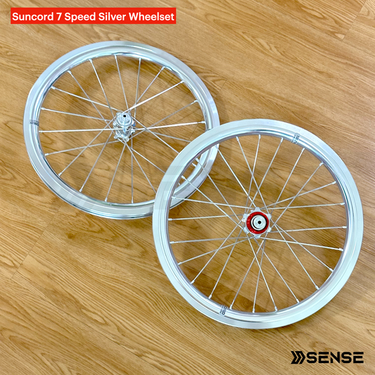 Suncord 7 Speed Polished Silver Aluminium Rims Wheelset