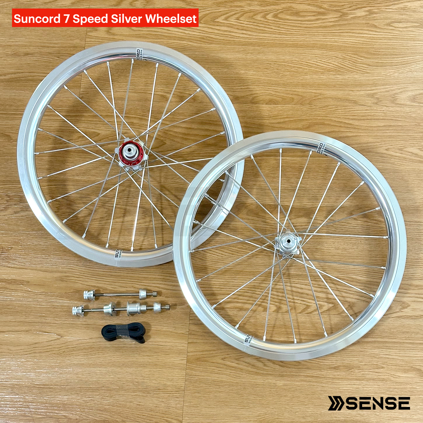 Suncord 7 Speed Polished Silver Aluminium Rims Wheelset